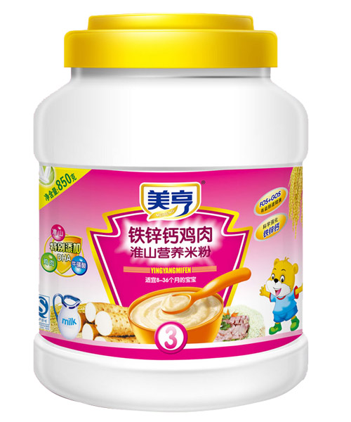 美亨850g桶裝鐵鋅鈣雞肉營(yíng)養(yǎng)米粉3段簡(jiǎn)介