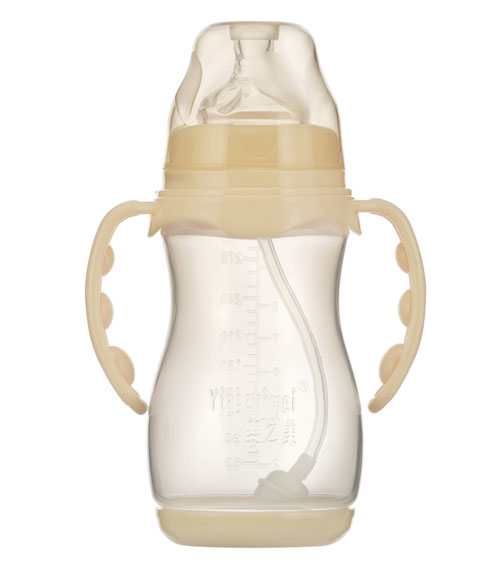 嬰之美寬口雙耳自動(dòng)葫蘆PP奶瓶帶底270ML乳白色