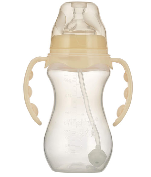 嬰之美寬口雙耳自動葫蘆PP奶瓶270ML乳白色