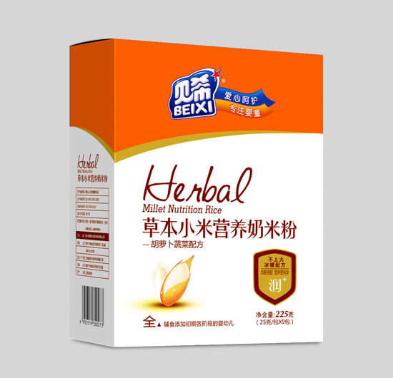 貝希草本小米奶米粉盒裝-胡蘿卜蔬菜配方