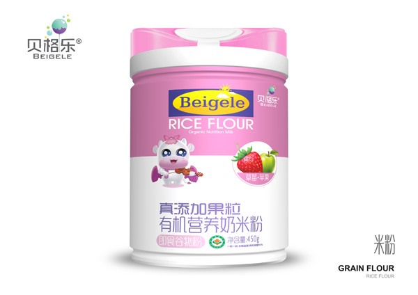  貝格樂真添加果粒有機營養(yǎng)奶米粉-草莓+蘋果 聽裝