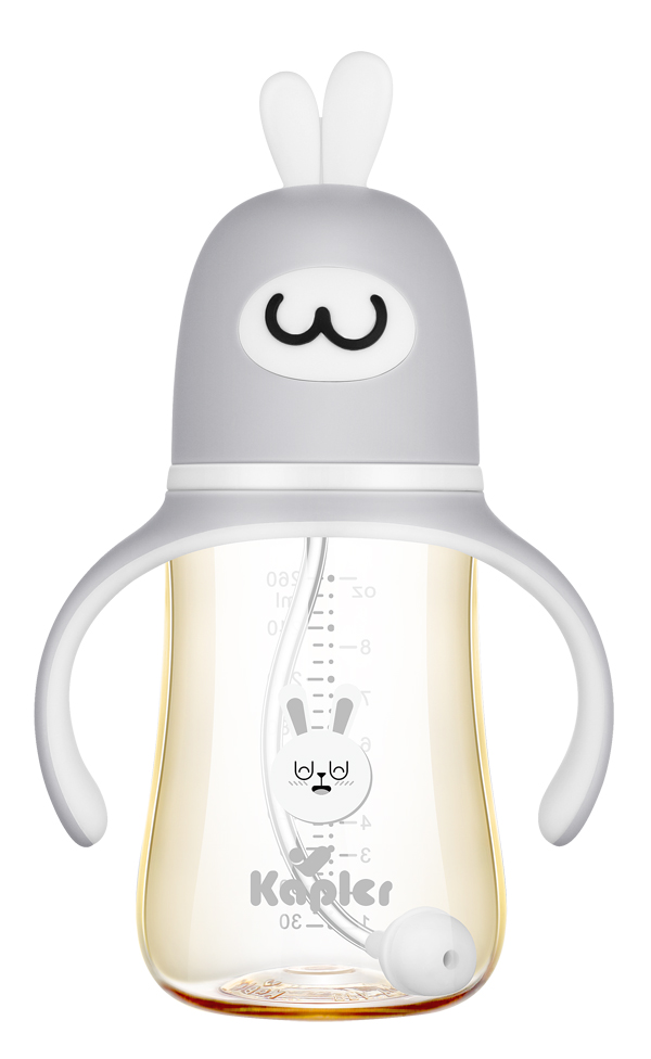  康喂兒趣萌兔PPSU 寬口奶瓶260ML 灰色