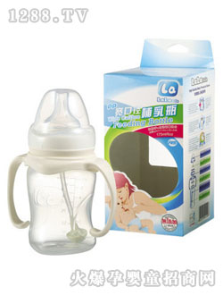 樂(lè)樂(lè)寶貝寬口徑帶手柄吸管PP奶瓶
