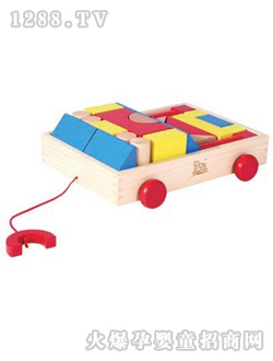 木馬玩具28塊積木車
