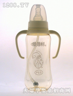 實感帶柄自動PES奶瓶300mL松鼠