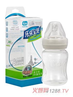 樂(lè)樂(lè)寶貝寬口pp哺喂期奶瓶150ml