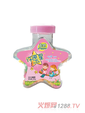 起勁粉色100g許愿星咀嚼糖(繽紛水果味)