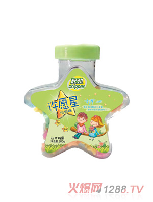 起勁綠色100g許愿星咀嚼糖(繽紛水果味)
