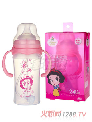 迪士尼寶寶口徑手柄吸管硅膠奶瓶（大號）240ml